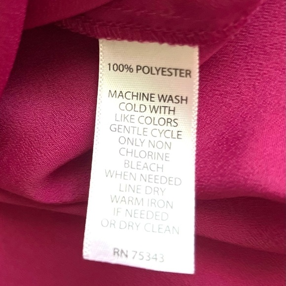 WILLI SMITH Women's V-Neck Fuchsia Long Sleeve Career Blouse Medium Relaxed Fit - Picture 9 of 12